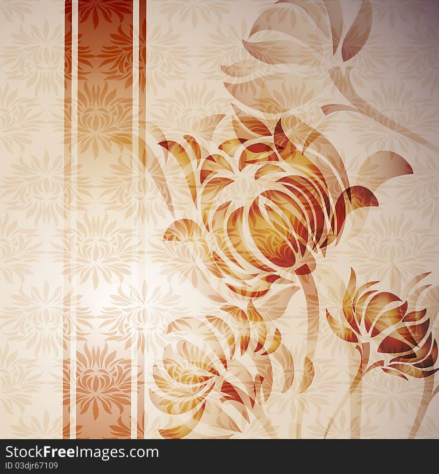 Elegant floral background with stripes. Elegant floral background with stripes