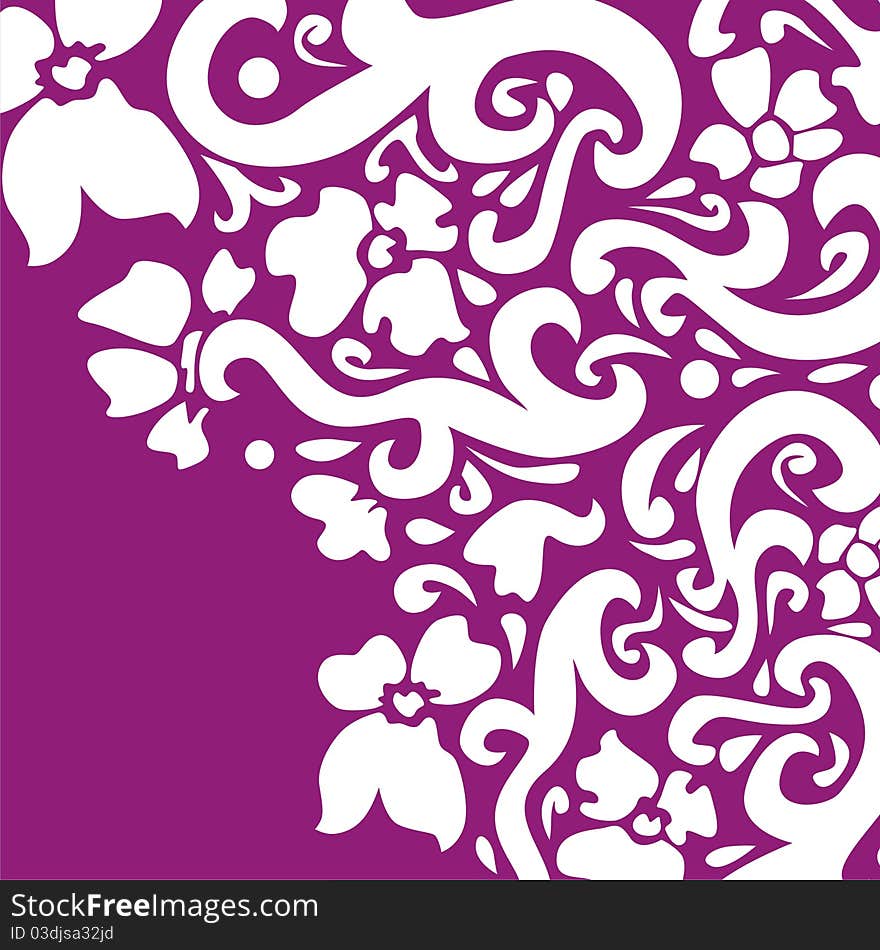 Vector floral patterns on violet background. Vector illustration. Vector floral patterns on violet background. Vector illustration