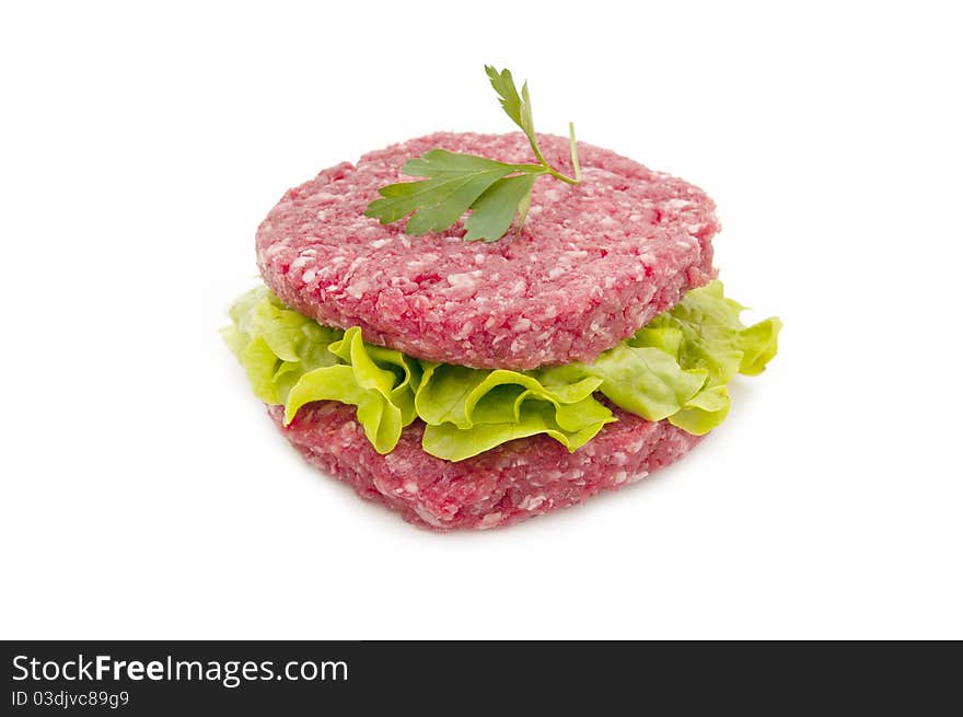 Hamburger and lettuce