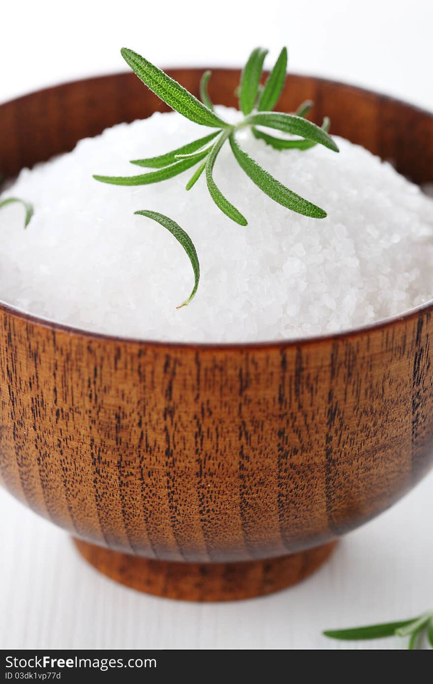 Sea salt with fresh rosemary