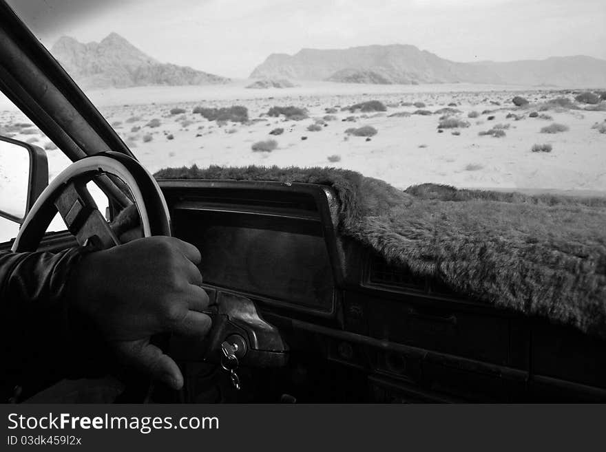 An old car in wadi rum, jordan