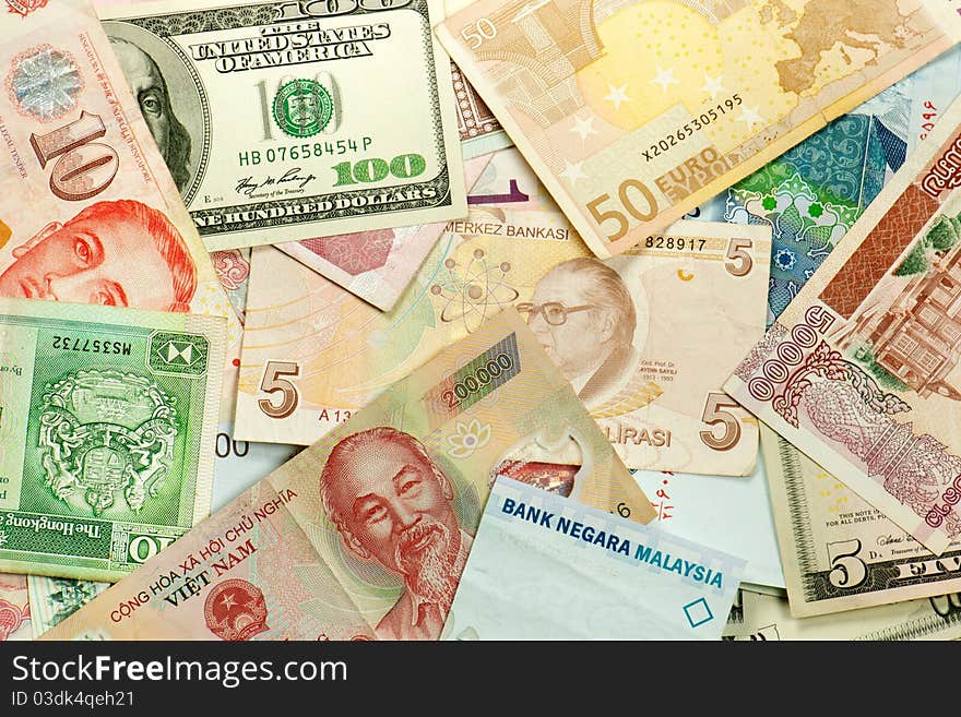 Background image of many banknotes