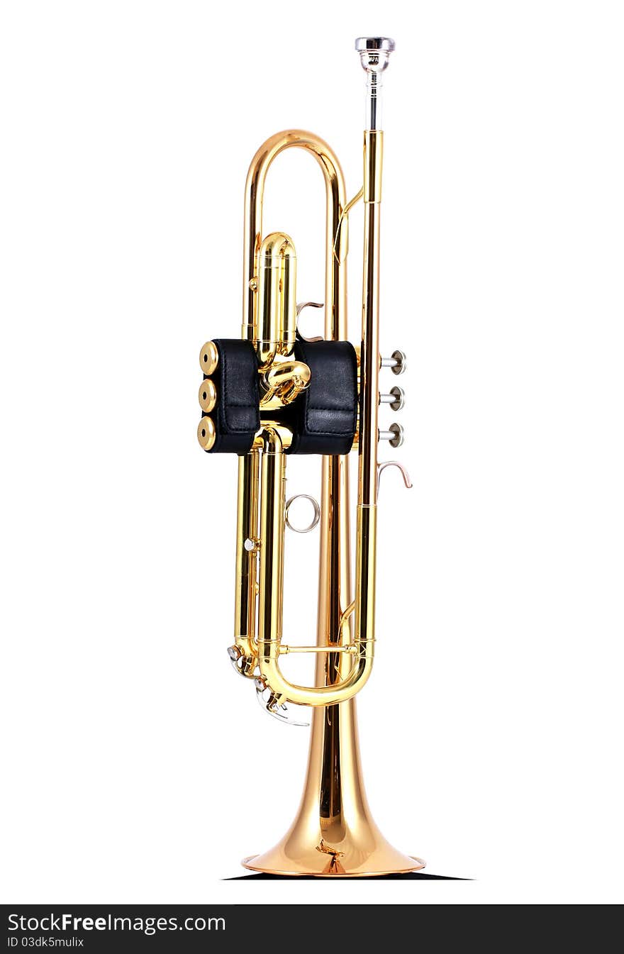 An intermediate level gold plate trumpet. An intermediate level gold plate trumpet.