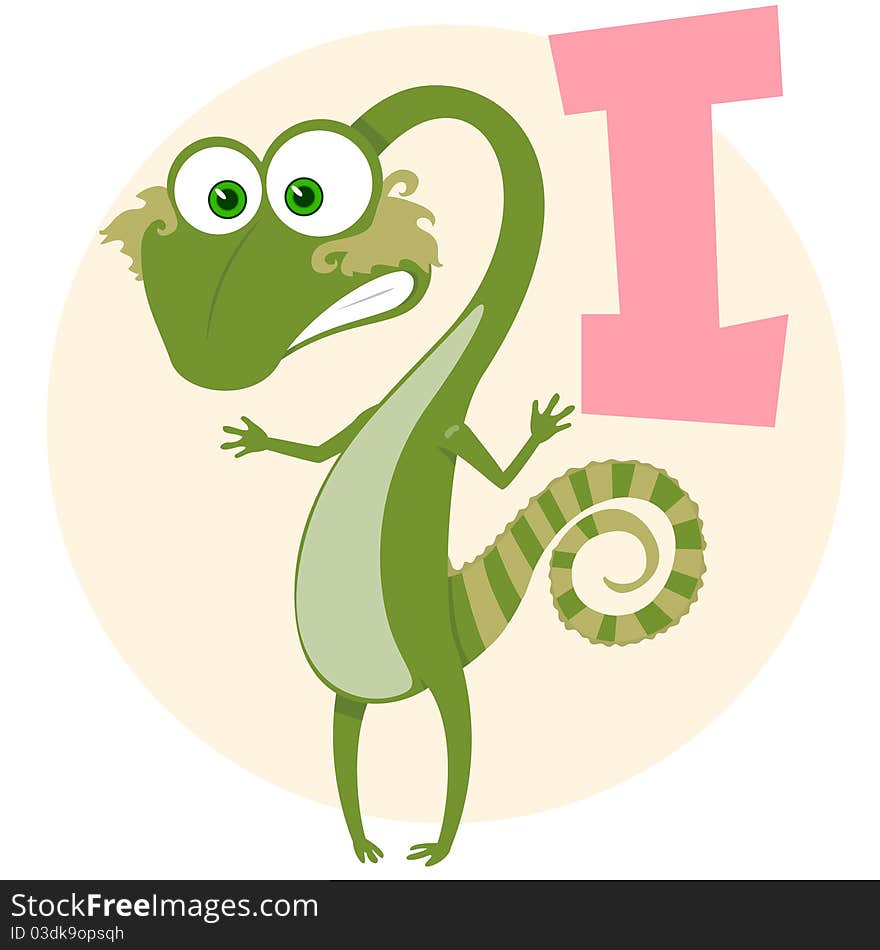 The English alphabet. Iguana