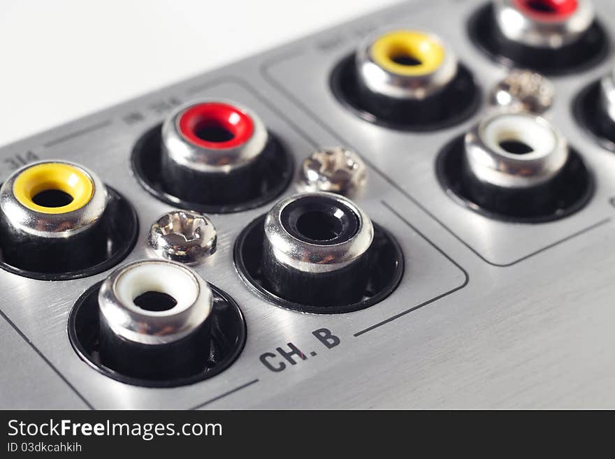 Macro shot of audio interface connectors