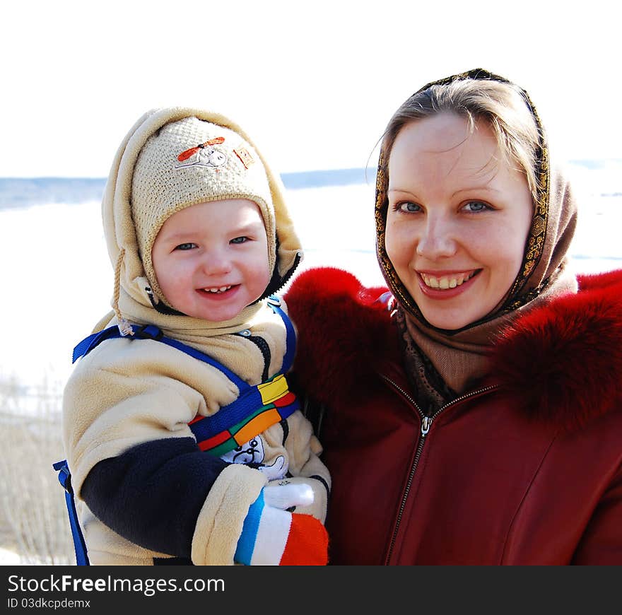 Mom and sonny for a walk in the park