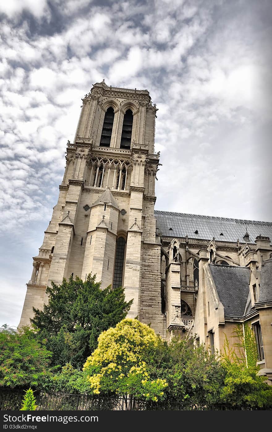 Abstract tower of Notre Dam, Paris, France