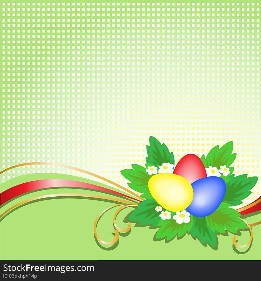 Easter eggs on a checkered background