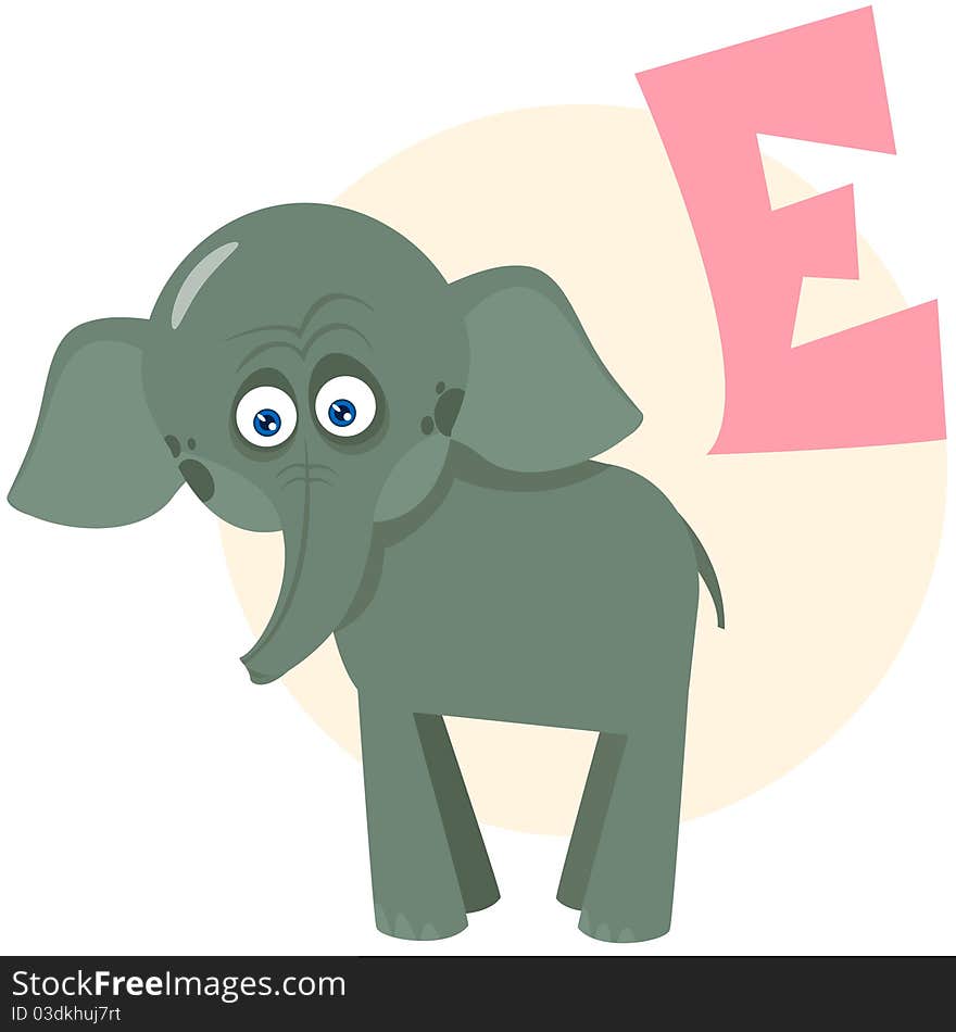 The English alphabet in pictures on a theme of animals. Elephant. The English alphabet in pictures on a theme of animals. Elephant