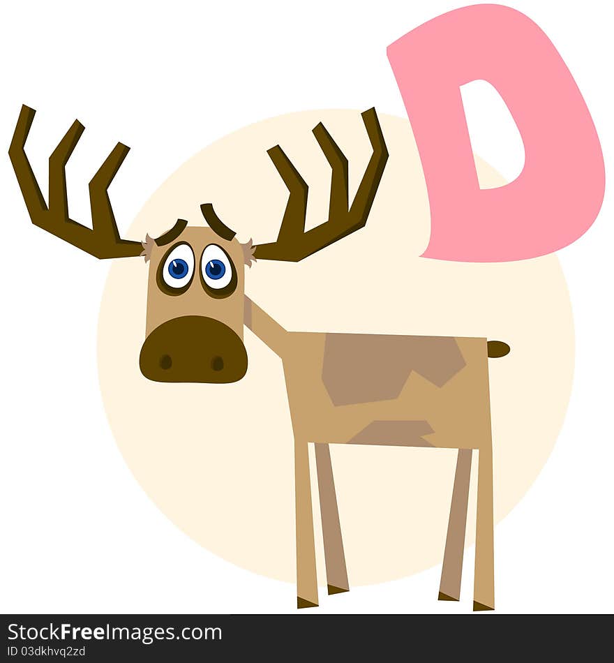 The English alphabet in pictures on a theme of animals. Deer. The English alphabet in pictures on a theme of animals. Deer