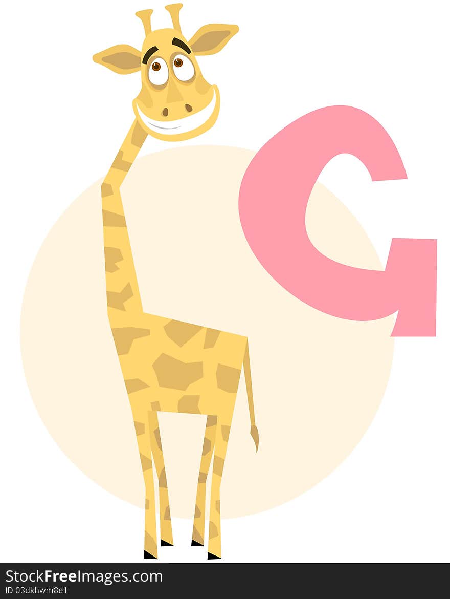 The English alphabet in pictures on a theme of animals. Giraffe. The English alphabet in pictures on a theme of animals. Giraffe