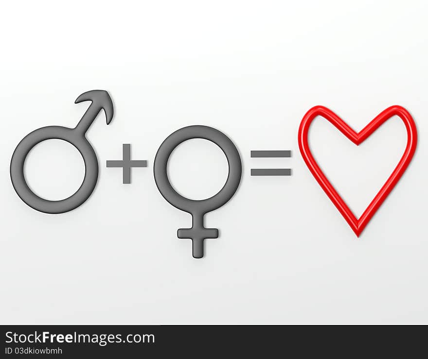 Three Dimensional Shape female and male symbol. Three Dimensional Shape female and male symbol