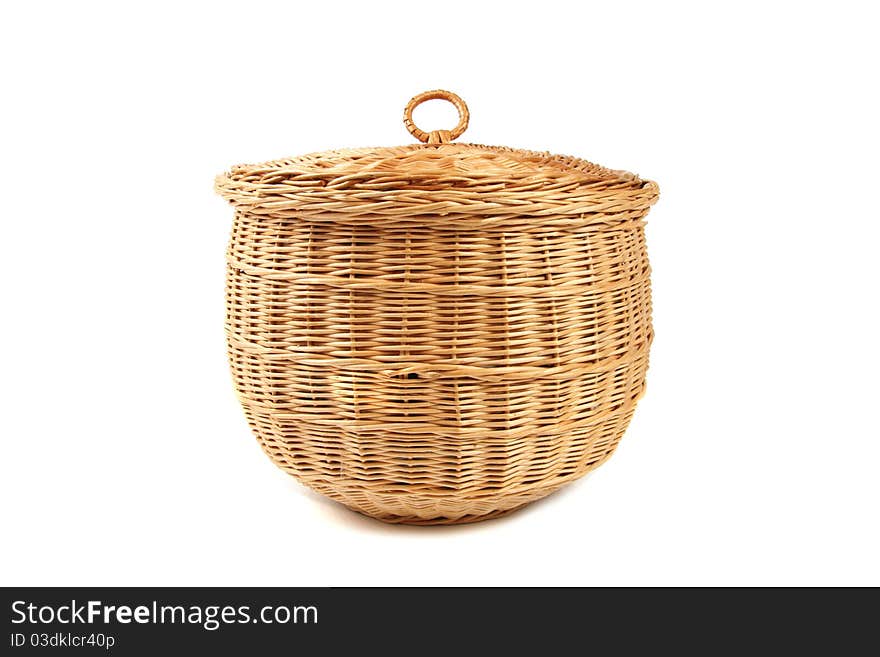 Wicker basket isoalated on white background