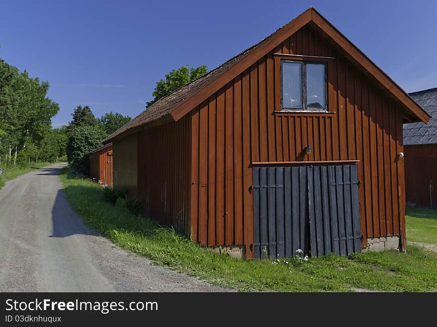 Traditional swedish red farmhouse