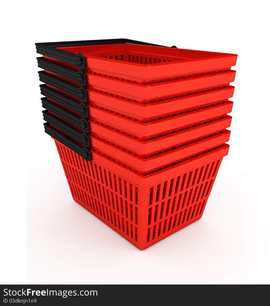 Shopping Basket Over White Background