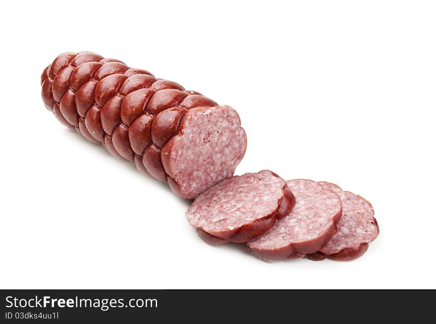 Delicious salami isolated on a white background