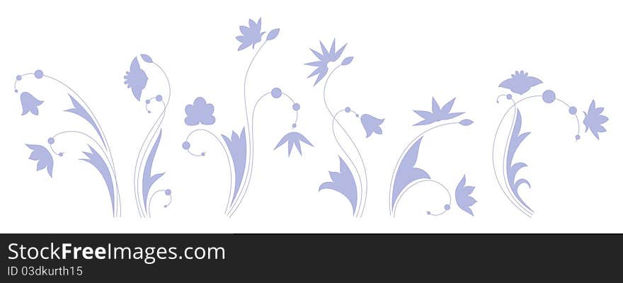 Vector set stylized blue flowers on a white background. Vector set stylized blue flowers on a white background.