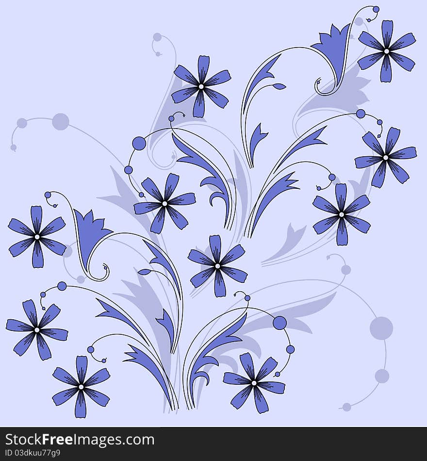 Blue flowers.