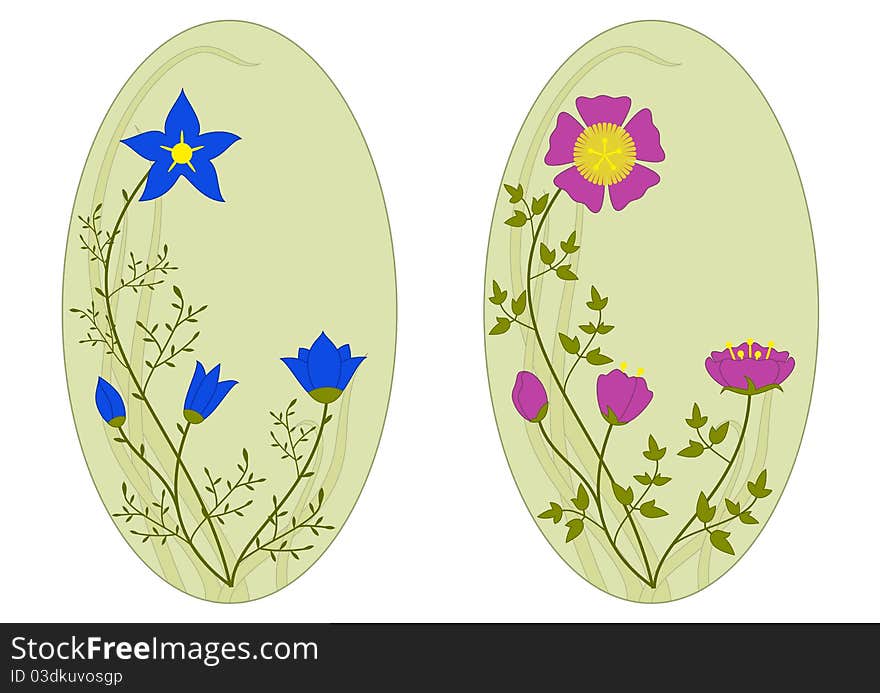 Two  decorative frame with stylized flowers. Two  decorative frame with stylized flowers.