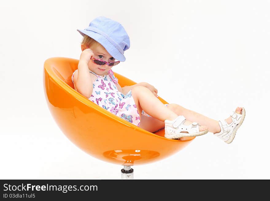 Fashion little girl isolated in studio. Fashion little girl isolated in studio