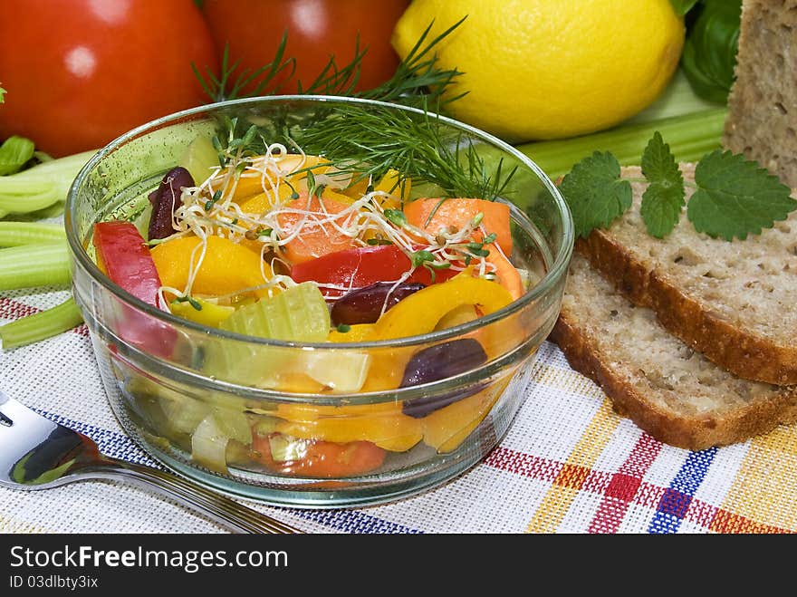 Vegetarian stew with red beans in a bowl. Vegetarian stew with red beans in a bowl