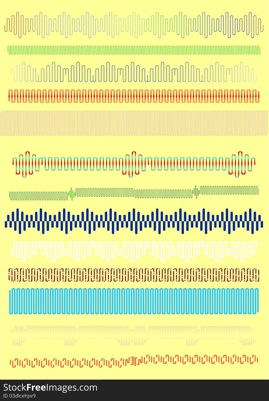 Line in the form of a zigzag, different colors on a yellow background. Line in the form of a zigzag, different colors on a yellow background.