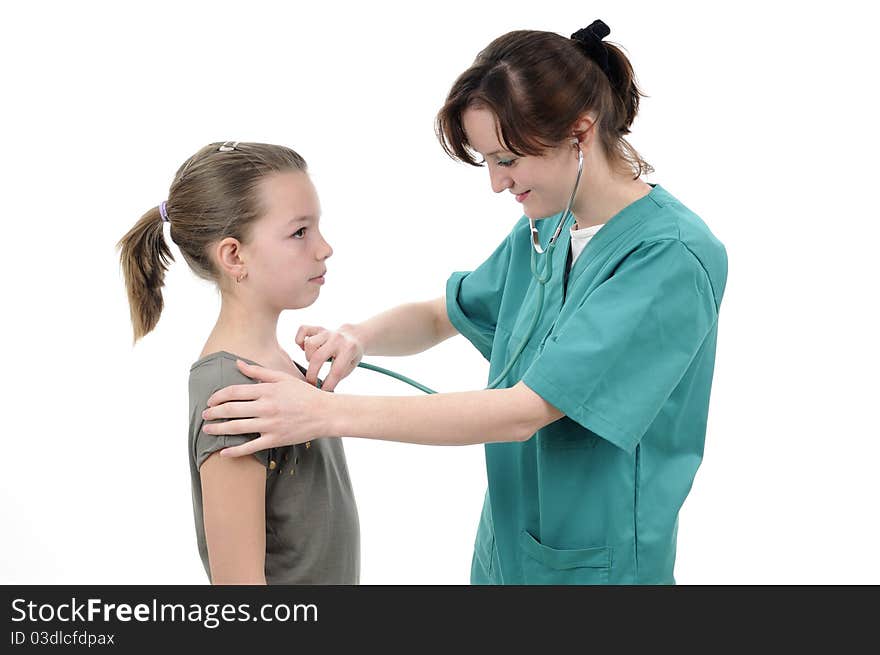 Doctor Consulting Girl With Stethoscope