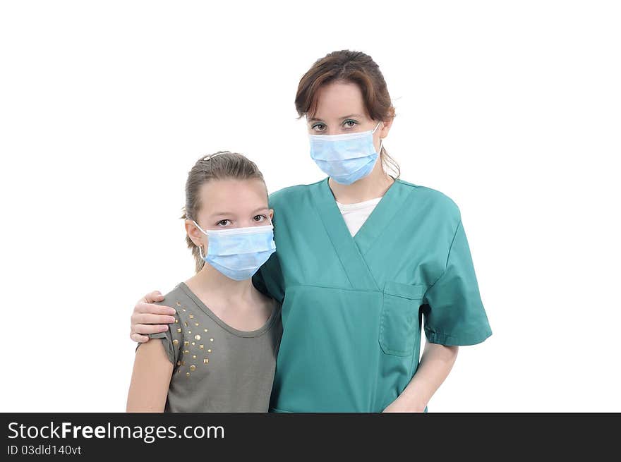 Doctor posing with teenager