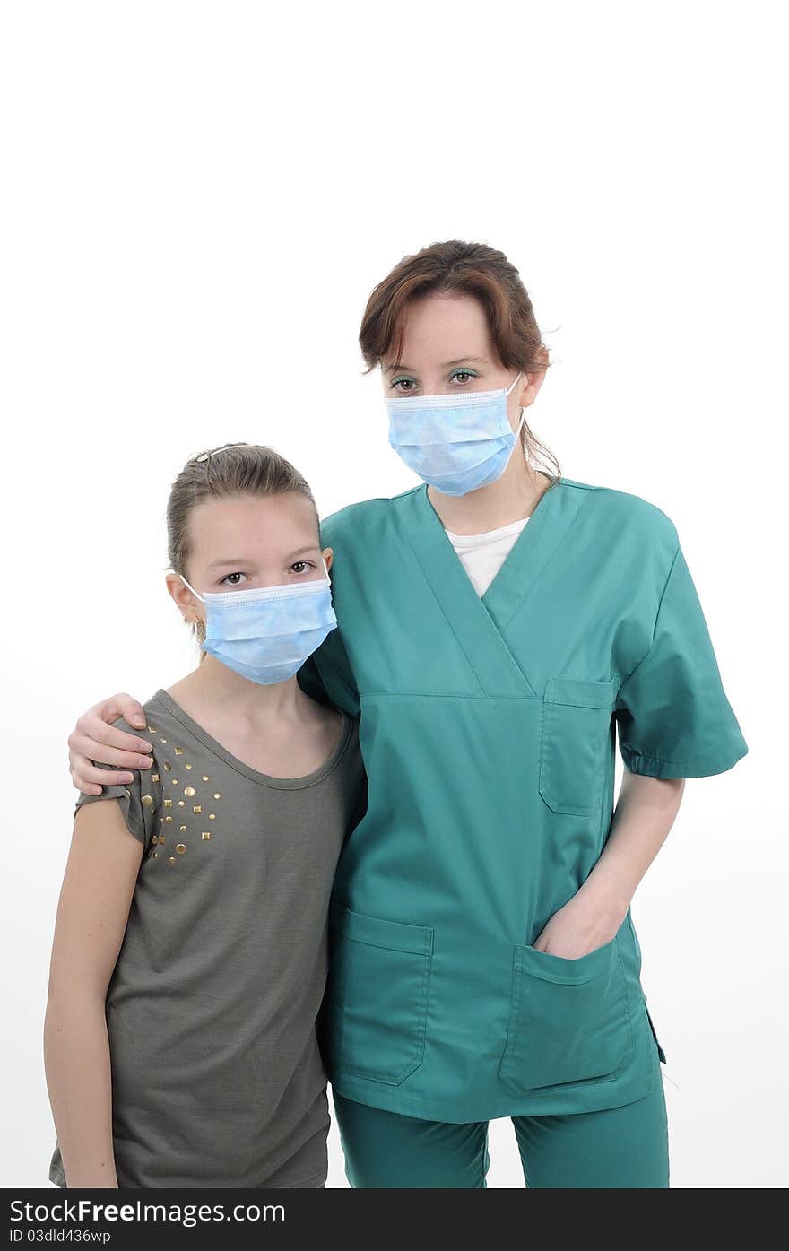 Caucasian woman working with teens in clinic. Caucasian woman working with teens in clinic