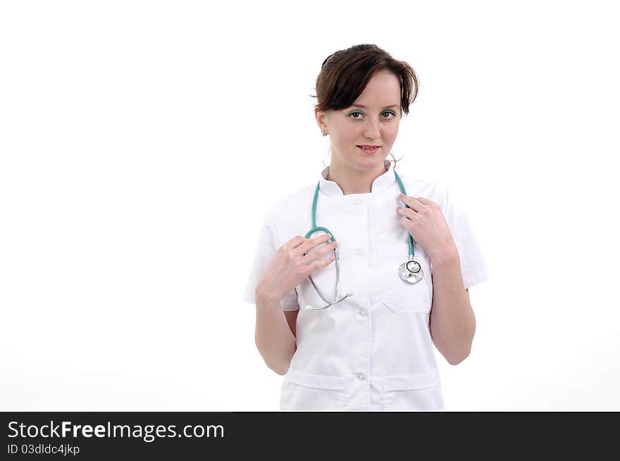 Student working with stethoscope