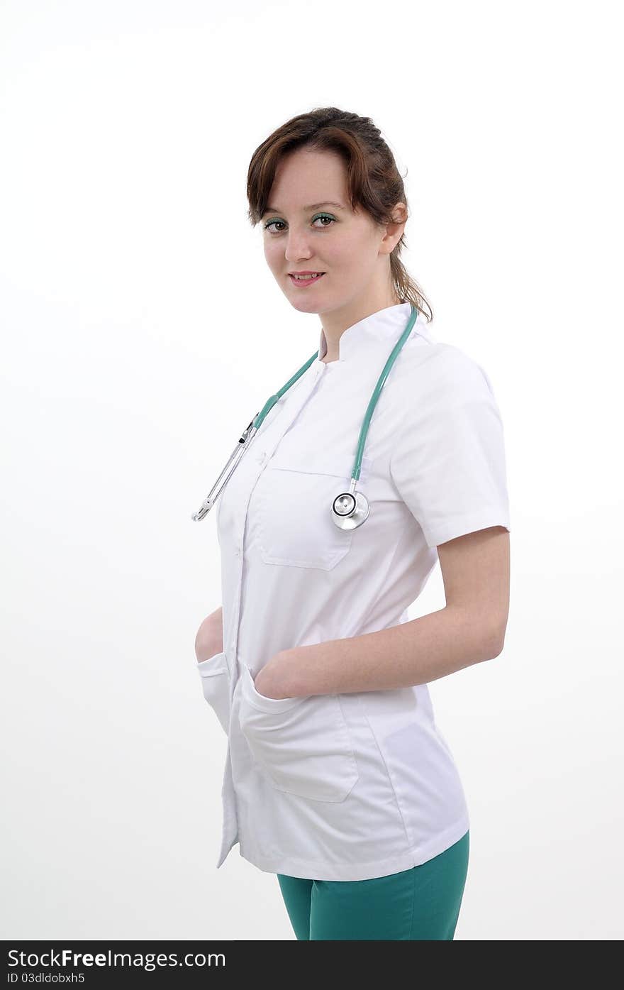 Successful doctor posing with stethoscope