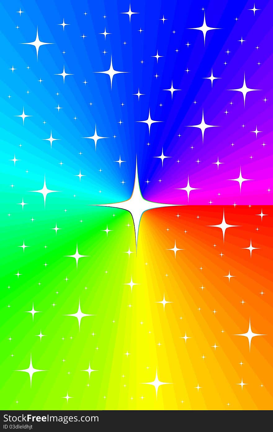 Abstract illustration rainbow colors and stars. Abstract illustration rainbow colors and stars.