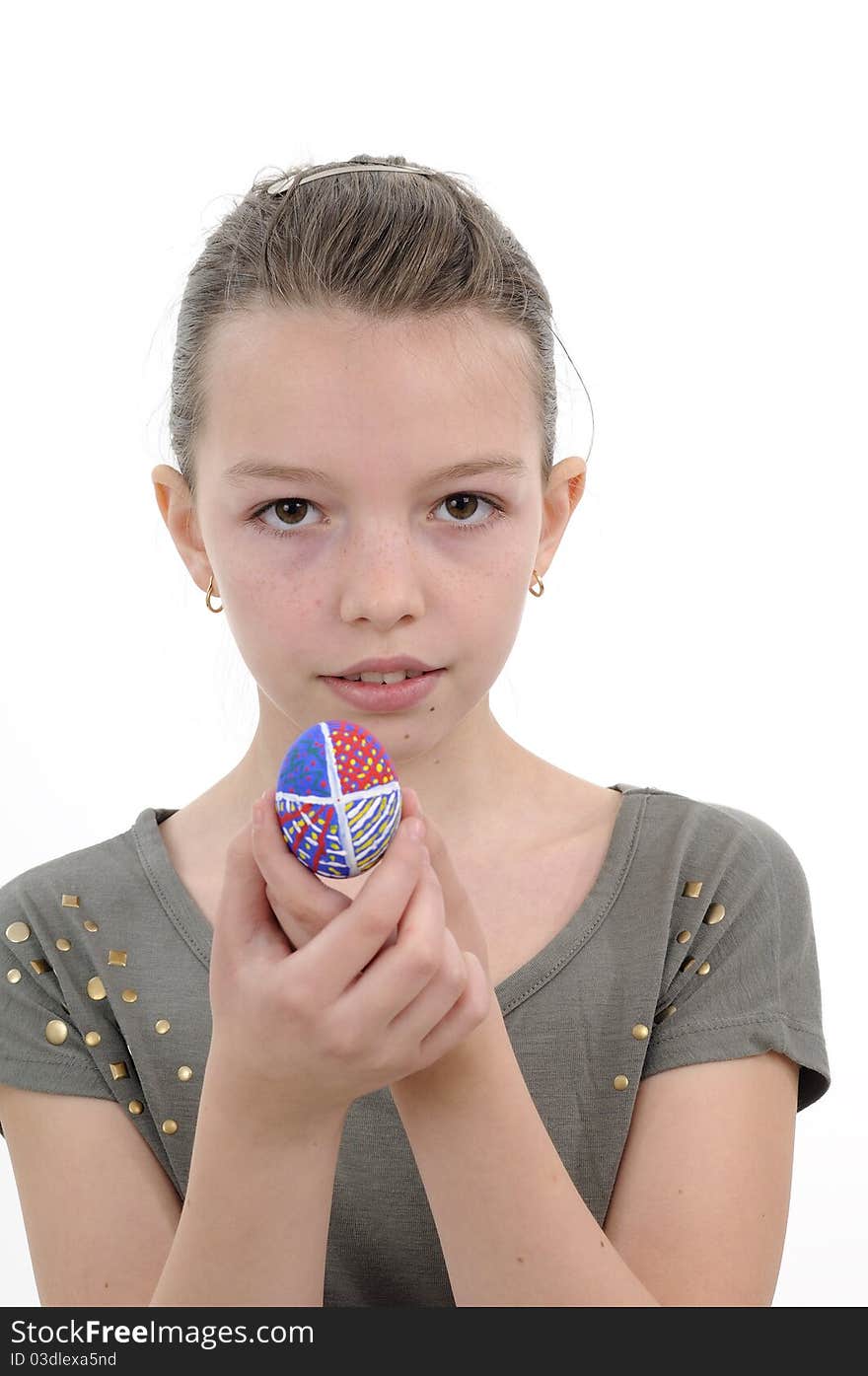 Girl showing easter egg