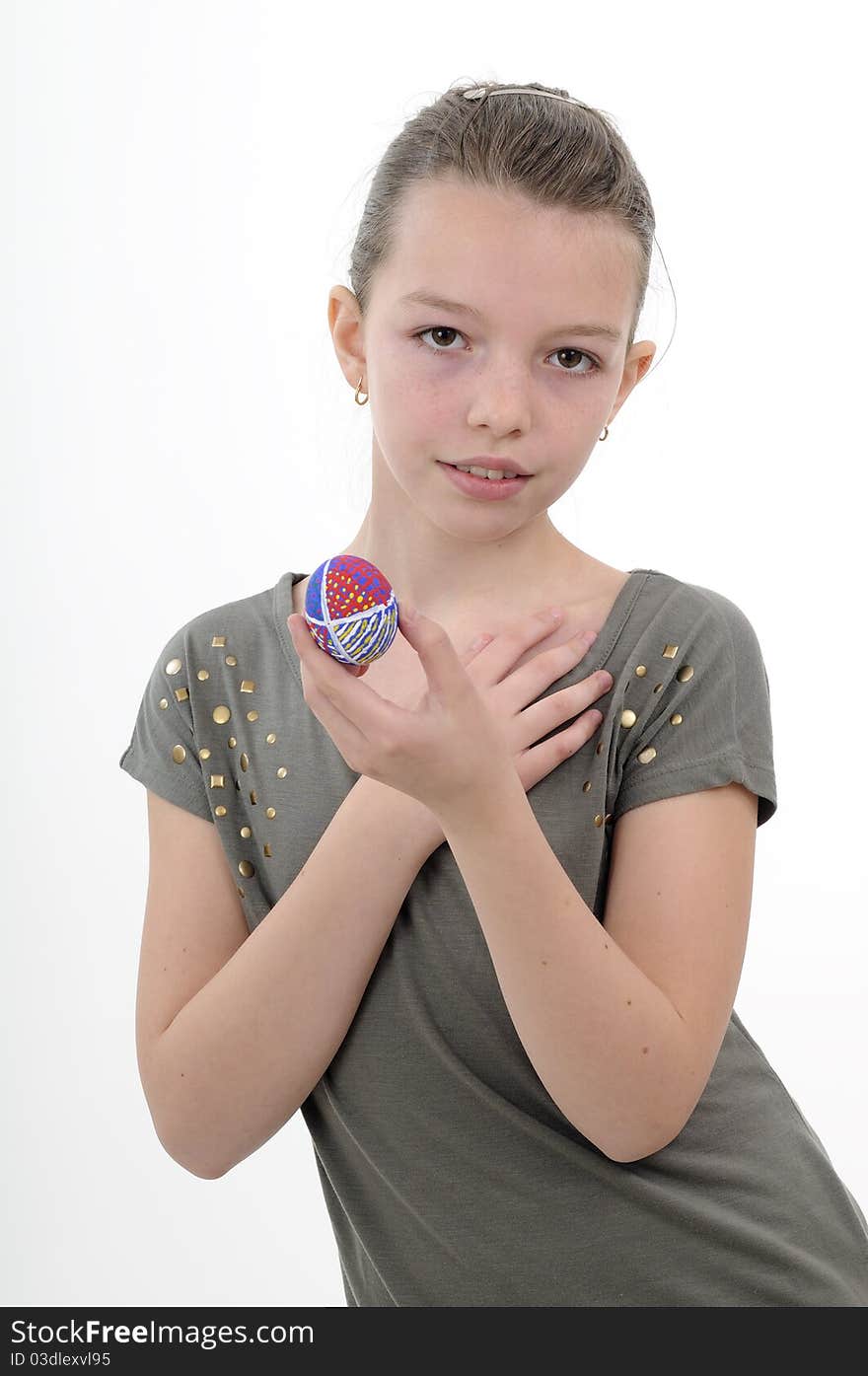 Beautiful teenager creating traditional easter eggs. Beautiful teenager creating traditional easter eggs