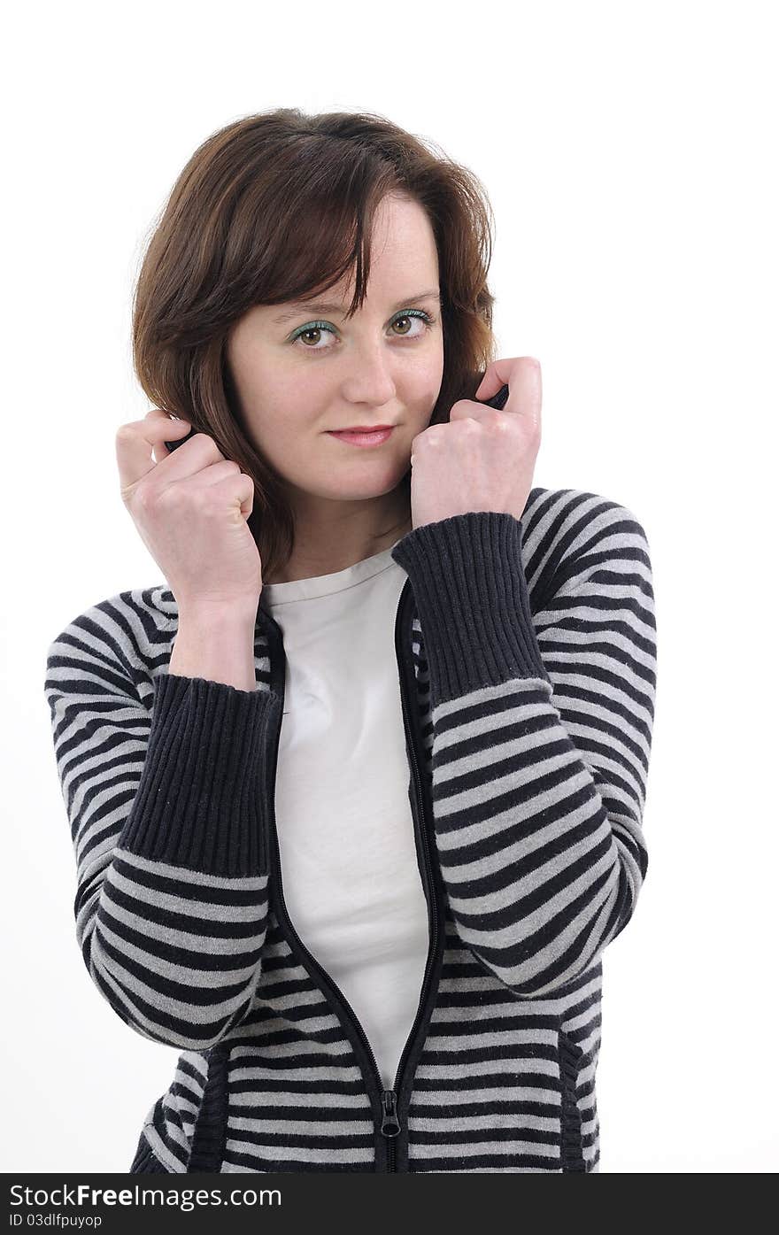 Caucasian female posing in studio. Caucasian female posing in studio