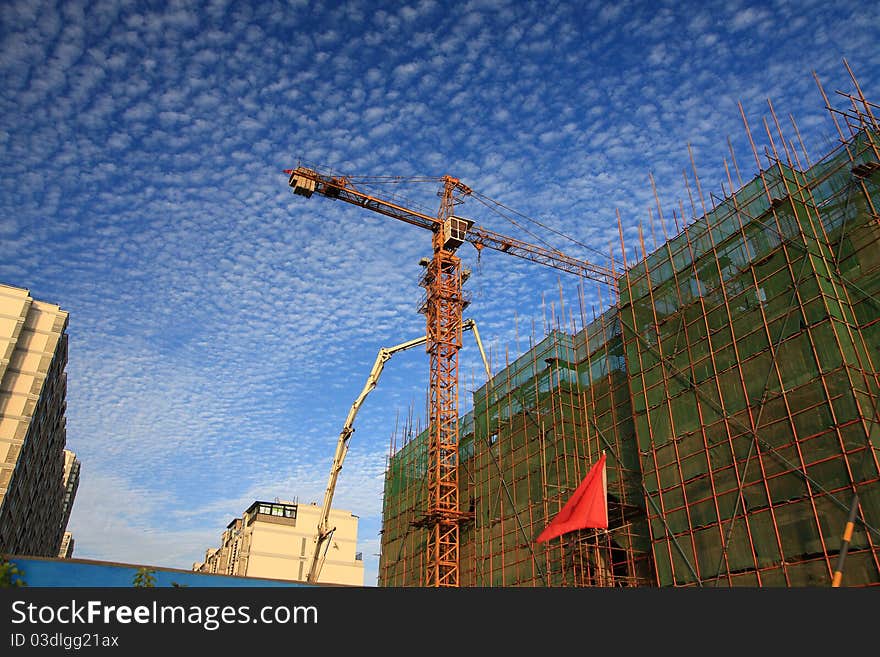 Cranes at construction site