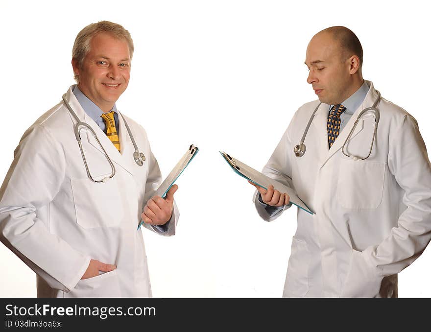 Couple of Doctors with clipboards