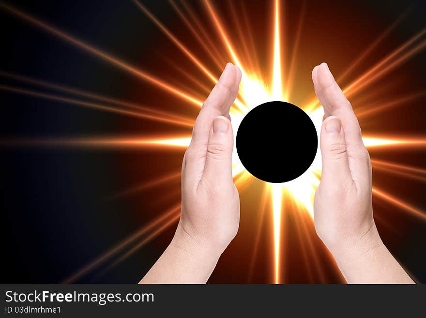 Large solar eclipse on a black background. Large solar eclipse on a black background