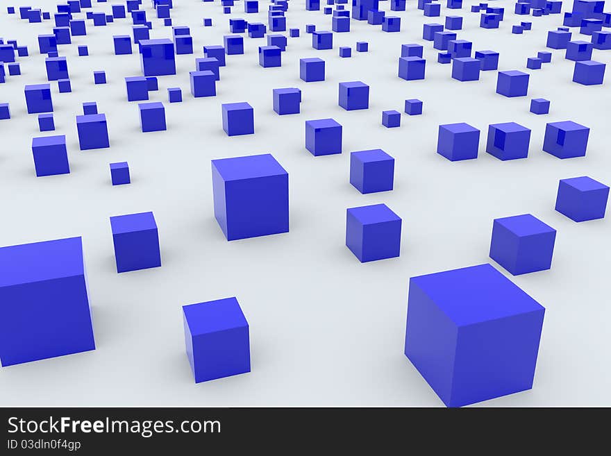 Background with abstract blue cubes