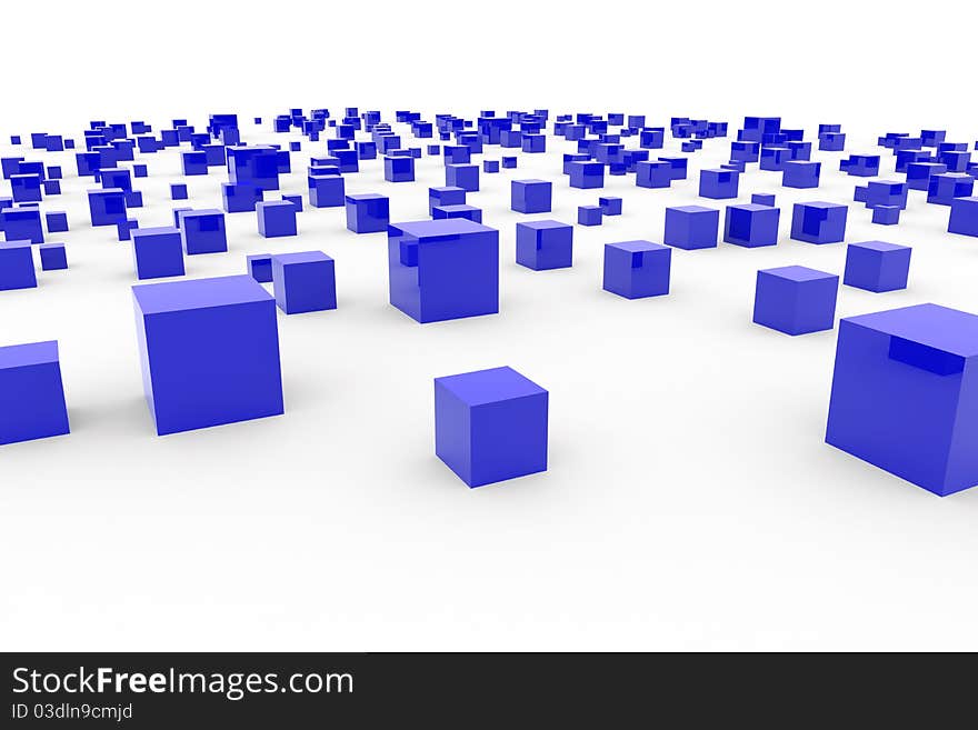 Background With Abstract Blue Cubes