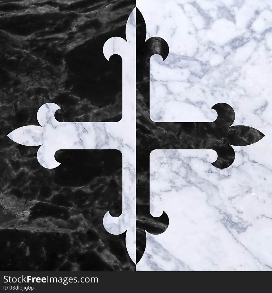 Illustration of black white marble flory cross