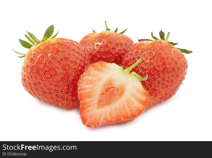 Fresh strawberries isolated on a white background. Fresh strawberries isolated on a white background.