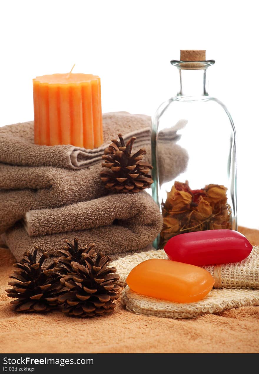 Soaps, Towels And Pine Cones