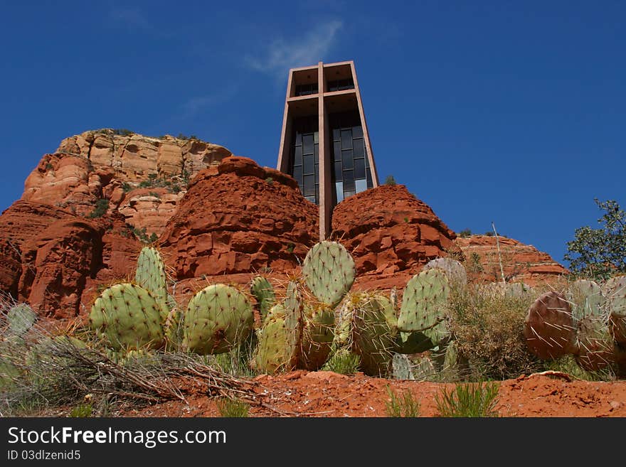 A Church built in the red rocks in Arizona, USA. A Church built in the red rocks in Arizona, USA