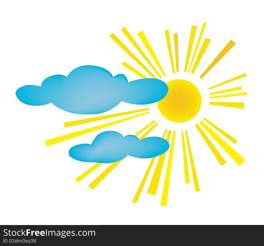 Background. Design of summer day. The sun with clouds