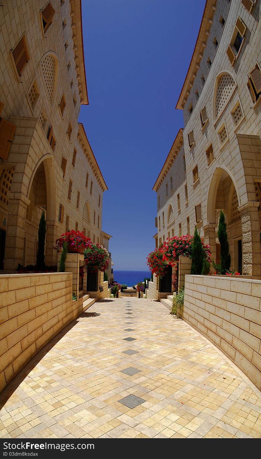 Yard of Seafront house in Jafa port, Israel