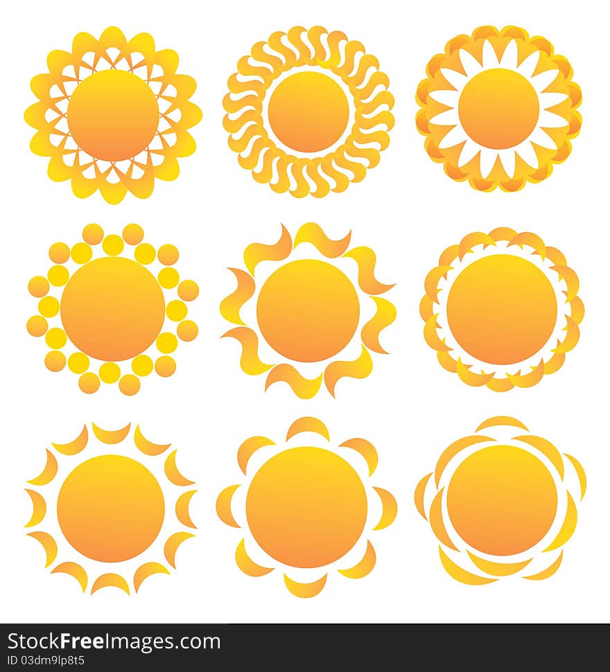 Set of suns. Elements for design.