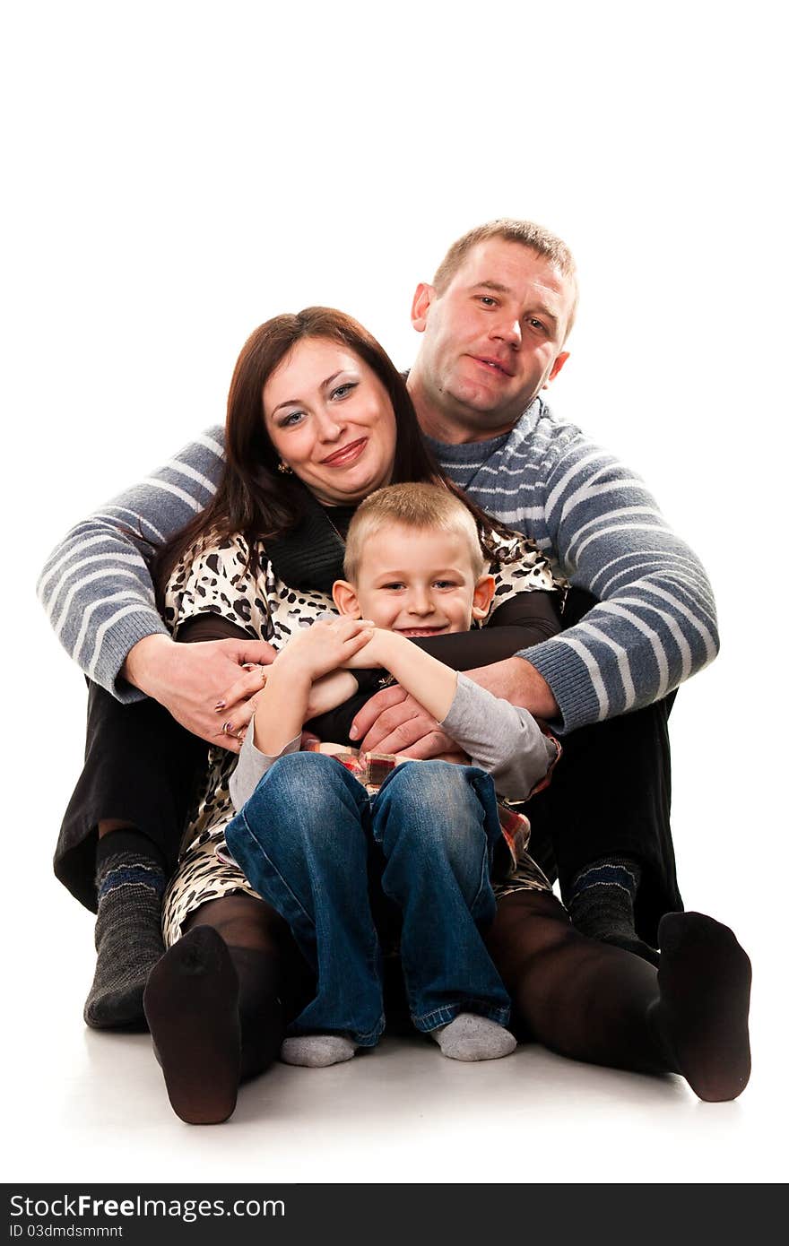 Portrait of a young happy smiling family