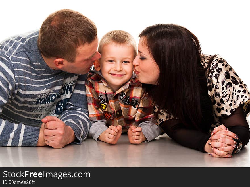 Portrait of a young happy smiling family