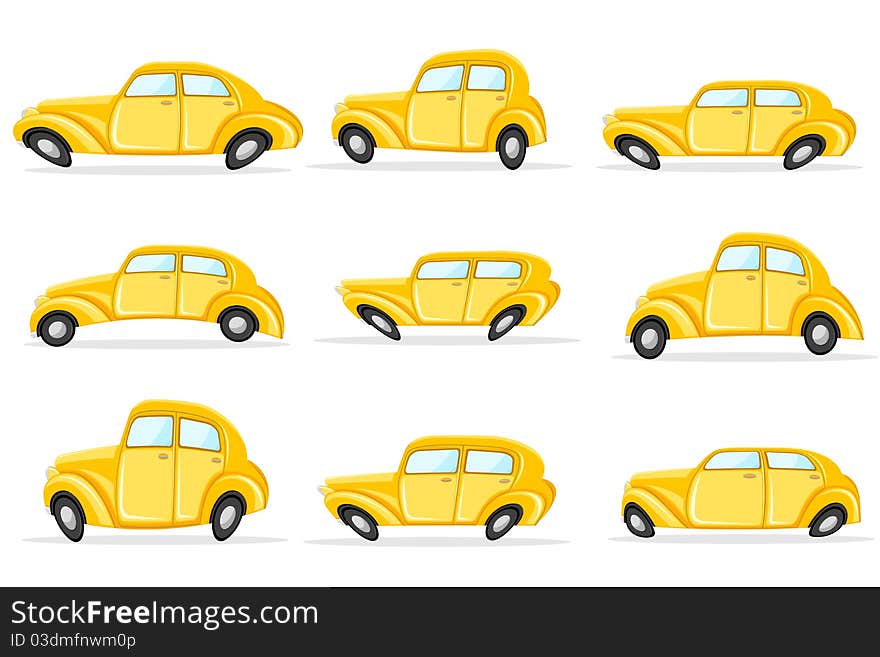 Illustration of set of car in different shape on white background